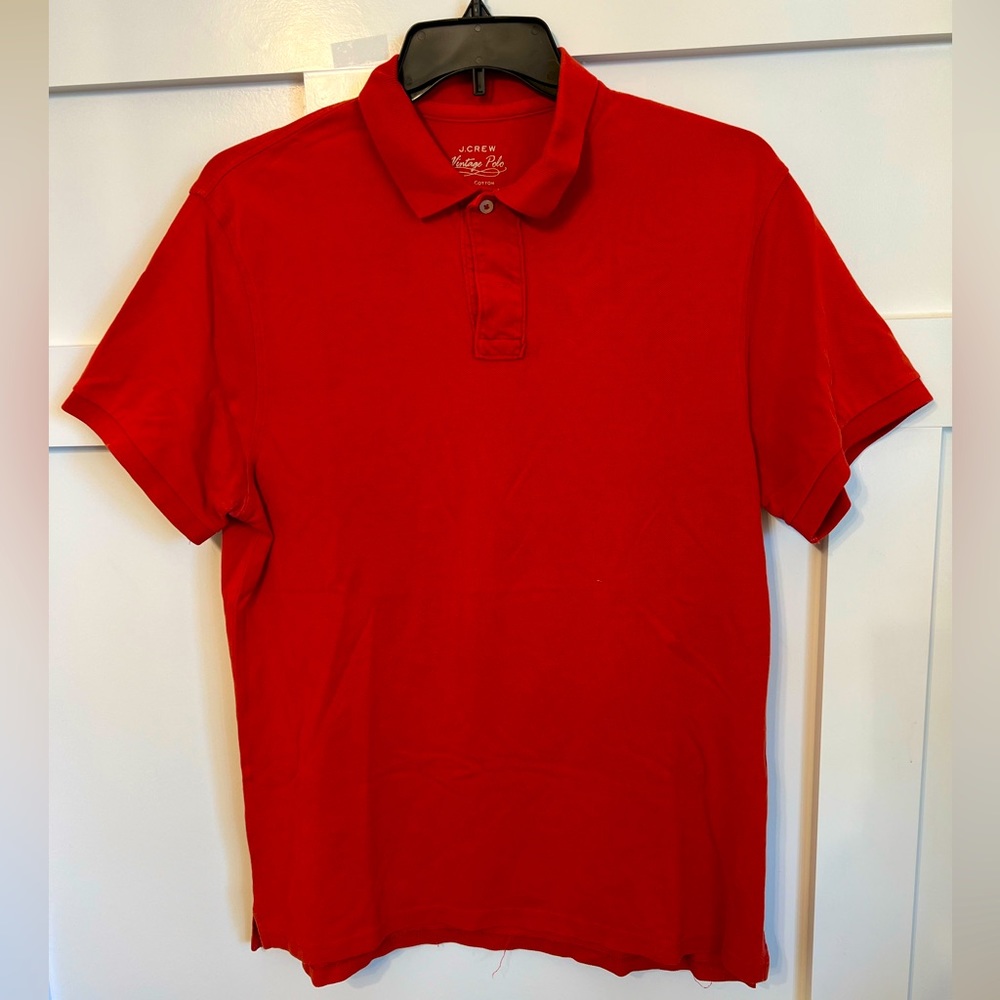 Red J Crew vintage polo size L